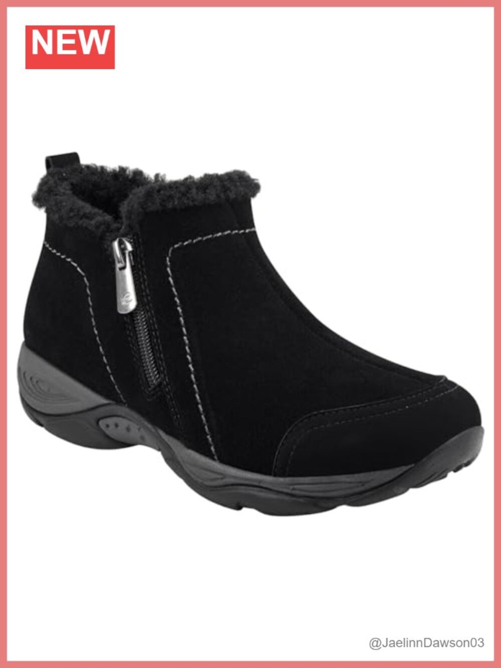 Easy Spirit Women's Erunna Ankle Booties with Faux Fur Trim Zip Closure